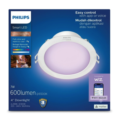 PHILIPS SMART LED 7W 4"/100MM DOWNLIGHT 600 LUMENS CONNECTED BY WIZ